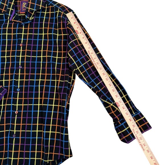 Robert Lewis Long Sleeve Downtown Check Button-Up Shirt Men's Large Multicolor - Picture 5 of 6